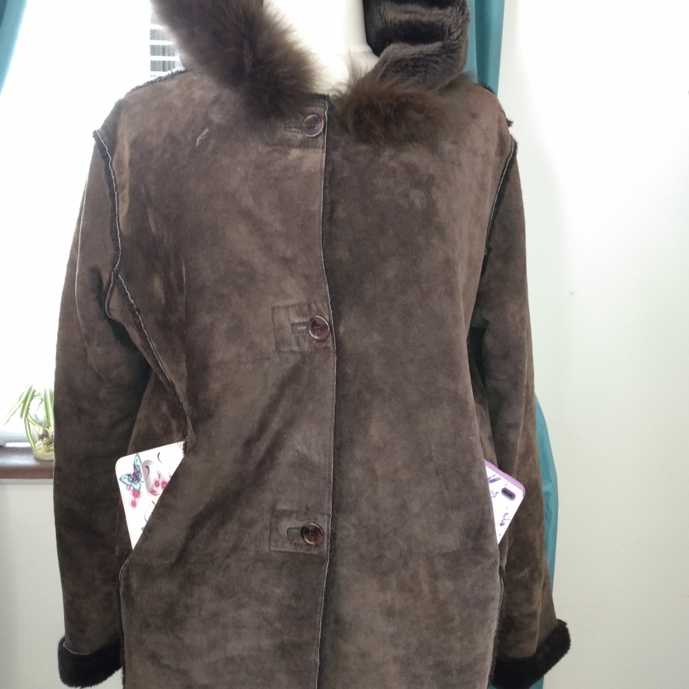 Damselle  new York double sided thick leather/fur coat
